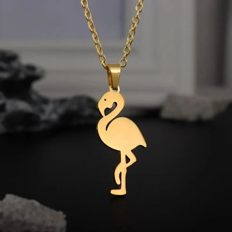 Majestätische Flamingo-Halskette aus Gold