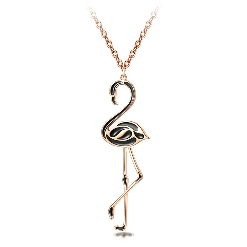 Halskette Flamingo Schwarz Rosa 