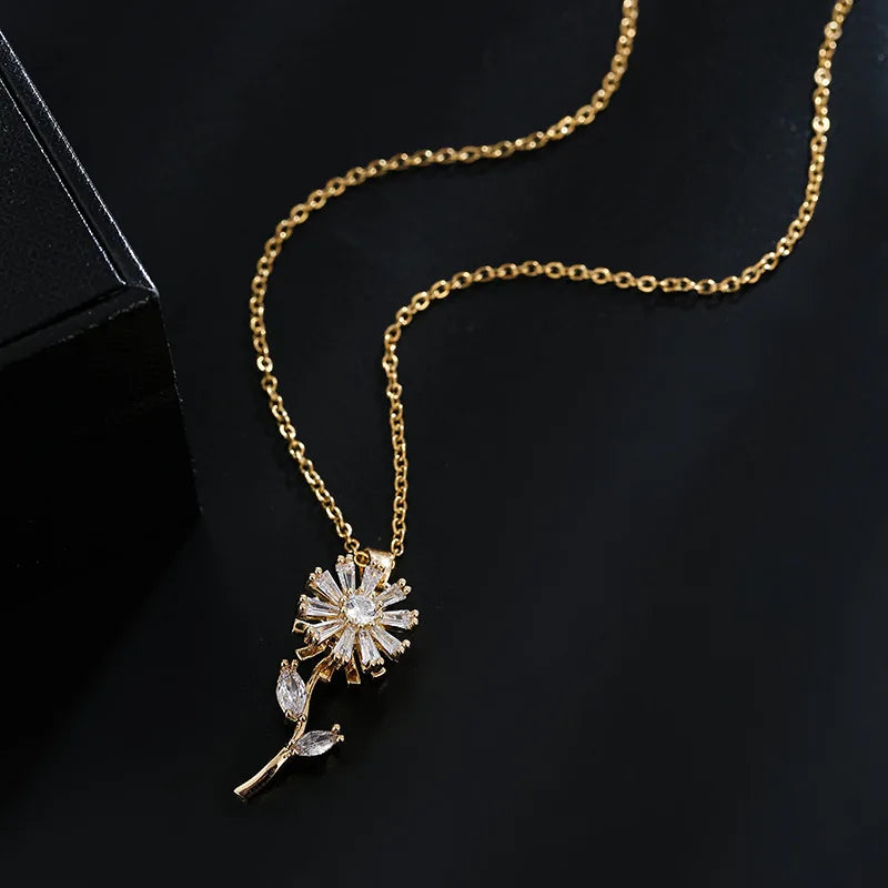 Halskette Anhänger drehbare Sonnenblume Anti-Stress gold