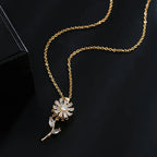 Halskette Anhänger drehbare Sonnenblume Anti-Stress gold