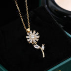 Halskette Anhänger drehbare Sonnenblume Anti-Stress gold