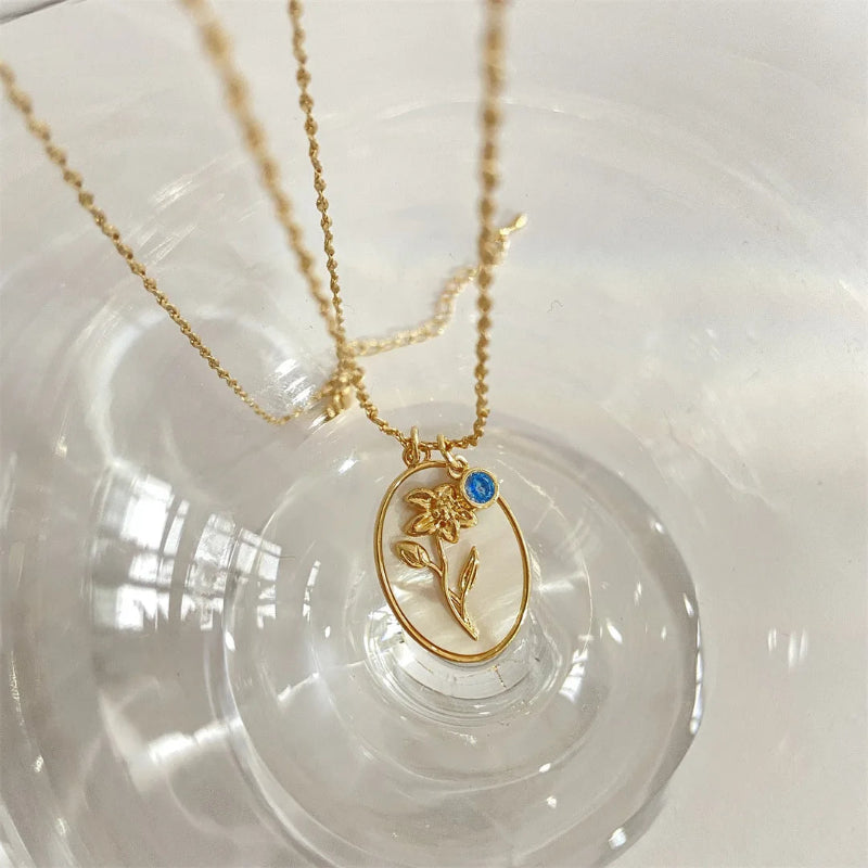 Anhänger Halskette Blume Sternzeichen