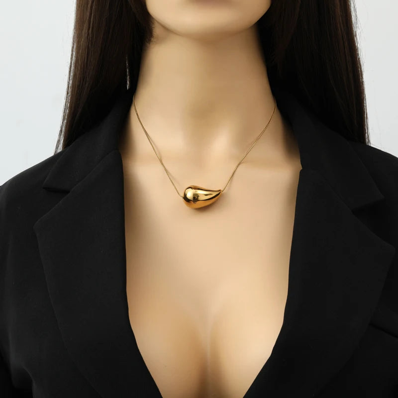 Wassertröpfchen-Anhänger Halskette Gold Stil 2