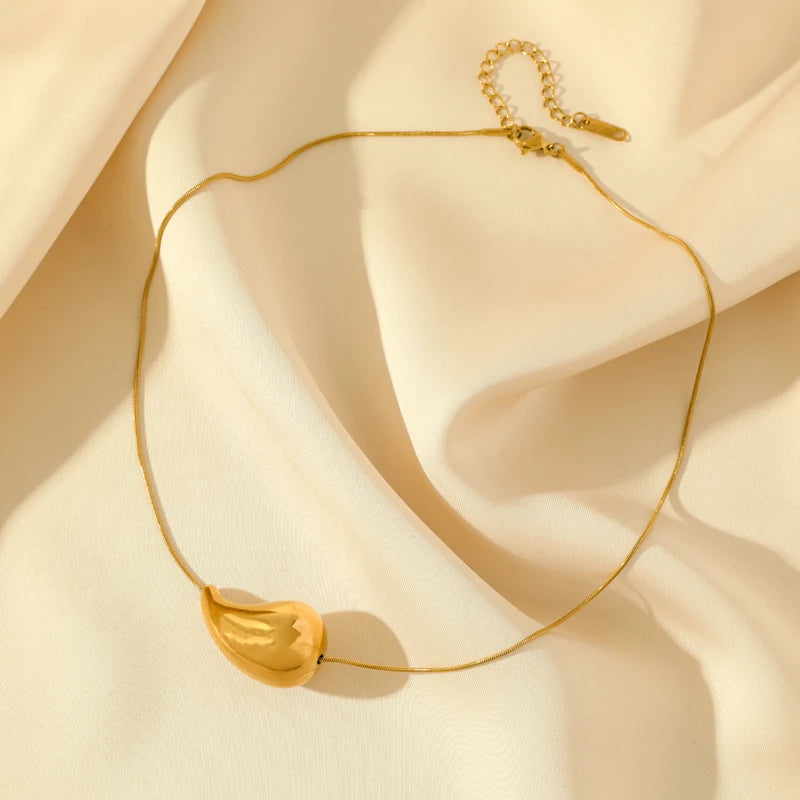 Wassertröpfchen-Anhänger Halskette Gold Stil 2