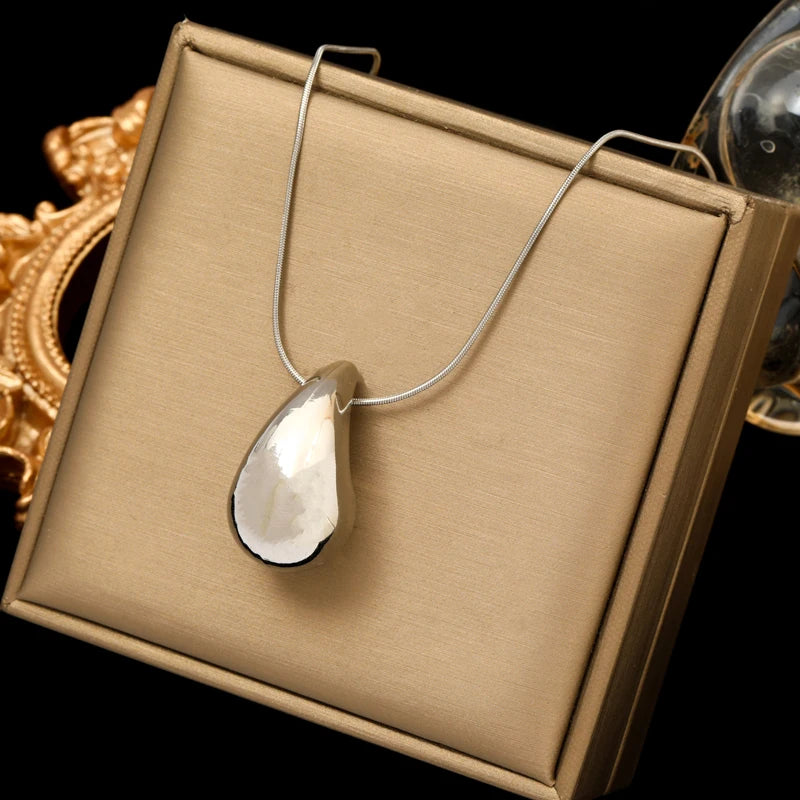 Wassertröpfchen-Anhänger Halskette Silber Stil 1