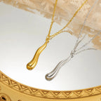 Asymmetrische Wassertropfen-Anhänger-Halskette Gold