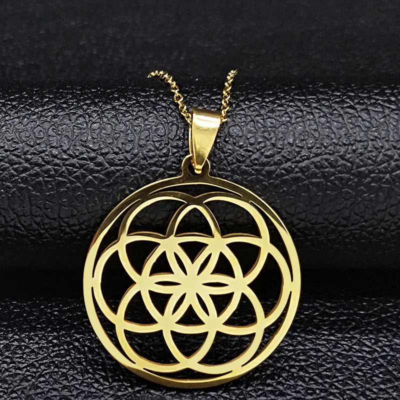 Halskette Anhänger Lebenssamen Herren Damen Gold