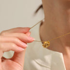 Halskette Anhänger Große Rosenblume Gold