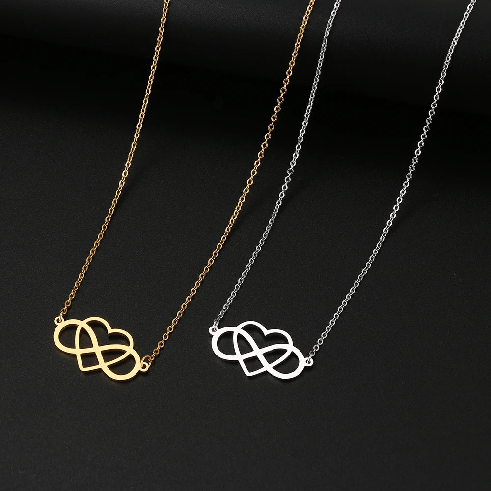 Halskette Anhänger Unendlichkeit und Herz Damen Silber