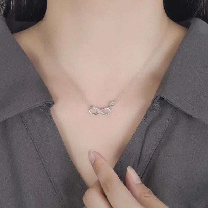 Unendlichkeit Zirkonia Anhänger Halskette für Damen Silber