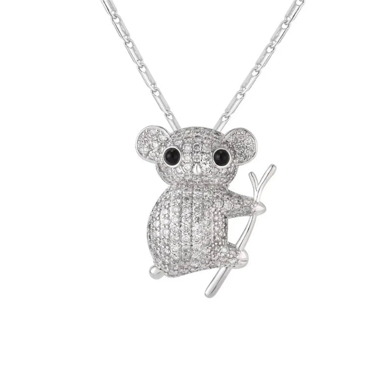 Koala-Halskette Steine Silber