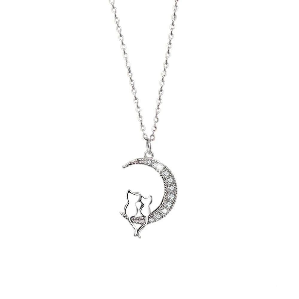 Mond- und Katzenanhänger mit Kristall