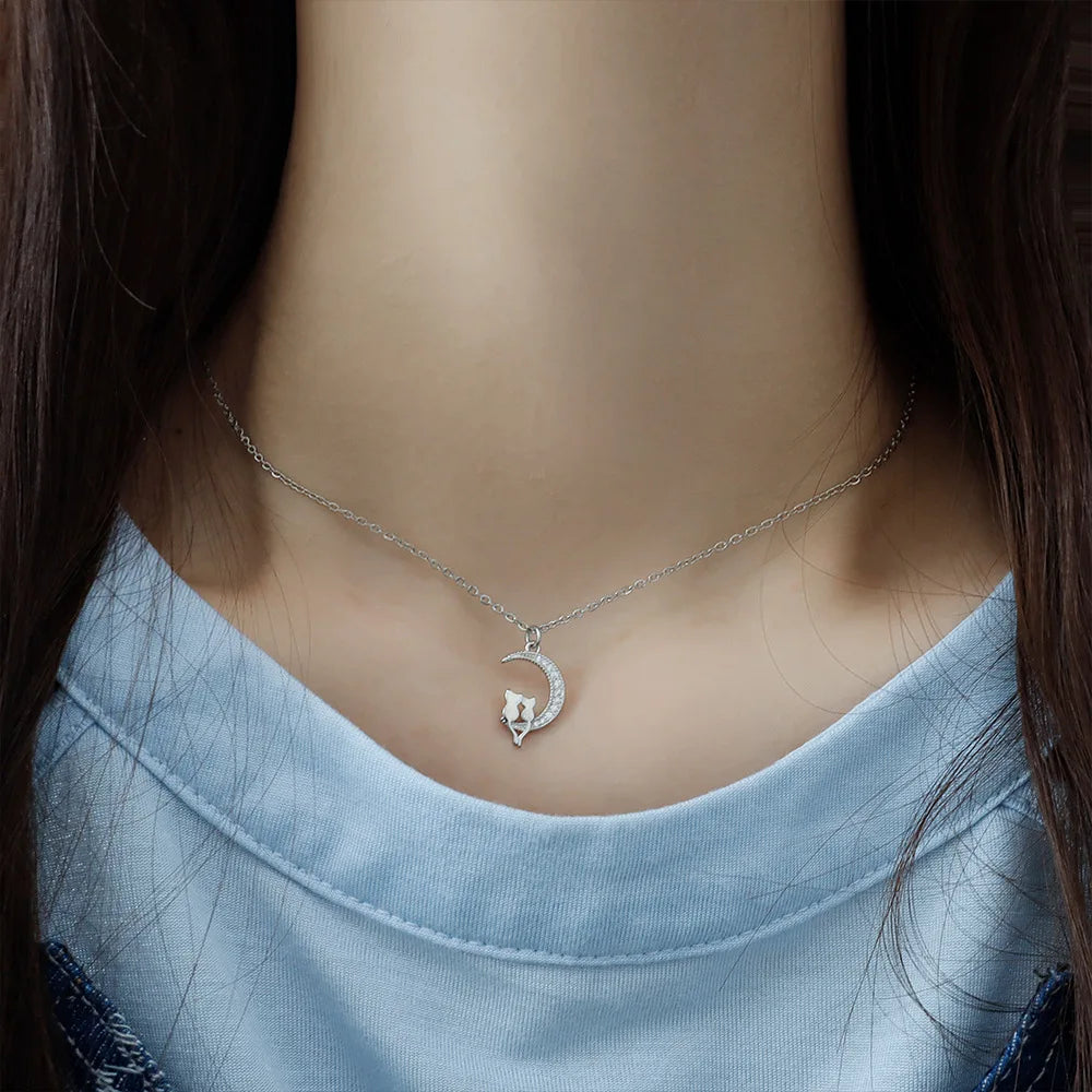 Mond- und Katzenanhänger mit Kristall