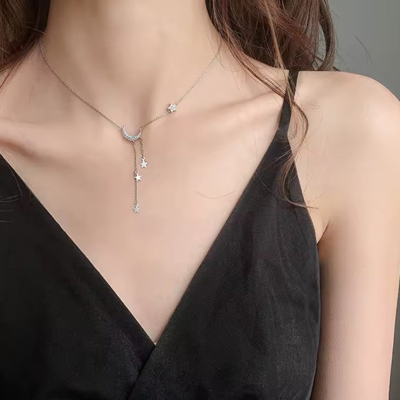 Halskette Anhänger Mond Stern Gestirne Damen 