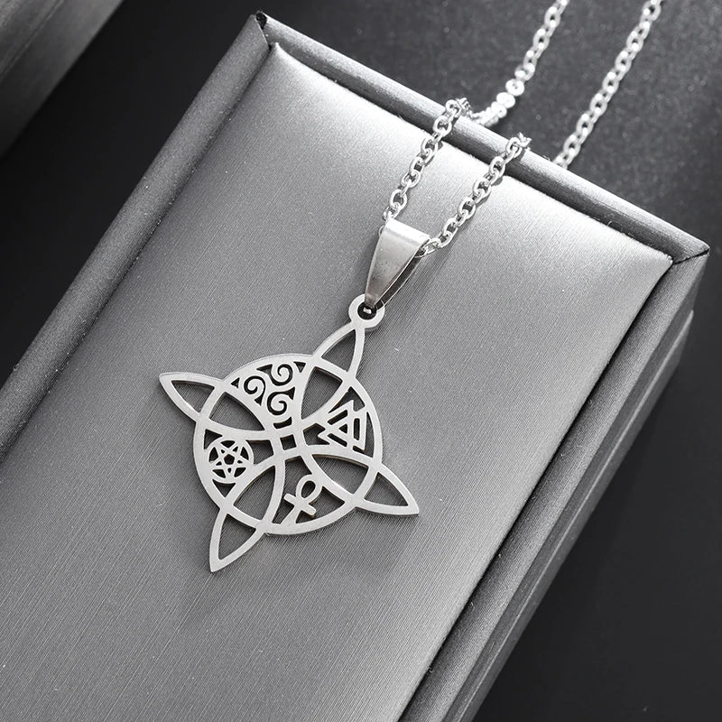 Halskette Anhänger Hexenknoten Wicca Schutz silber