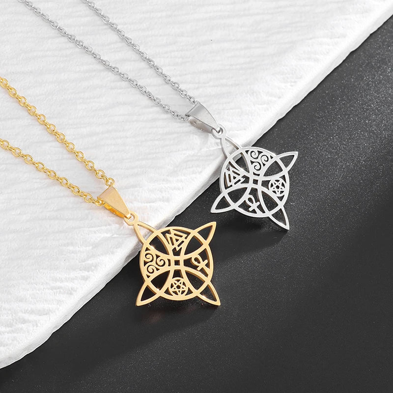 Halskette Anhänger Hexenknoten Wicca Schutz silber