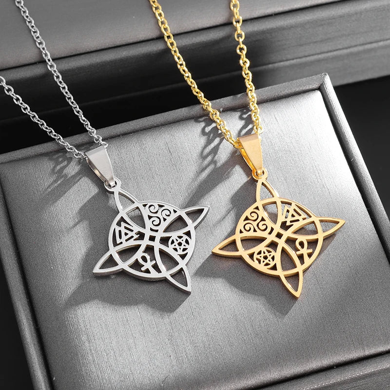 Halskette Anhänger Hexenknoten Wicca Schutz gold