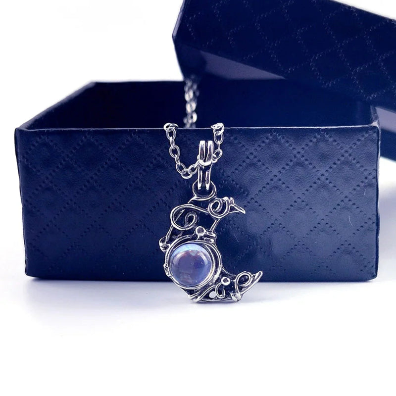 Vintage Mondstein Anhänger Halskette c