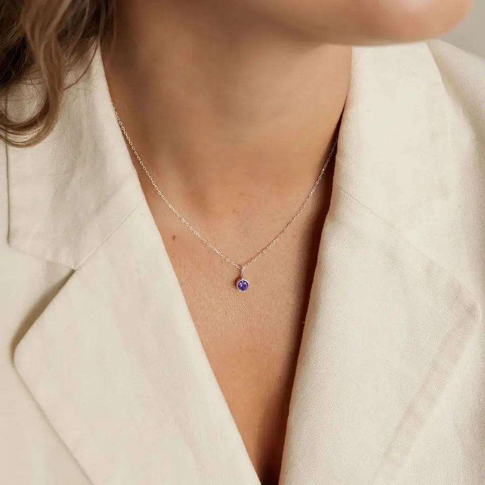 Geburtsstein-Anhänger Halskette Gold & Silber 