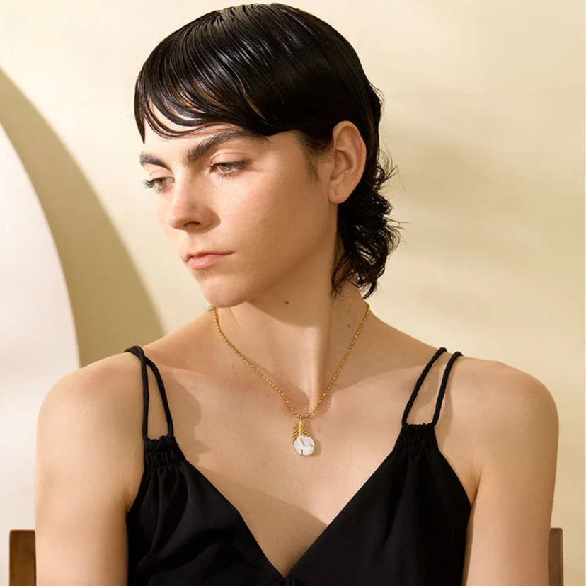 Federanhänger Halskette mit Zirkonia