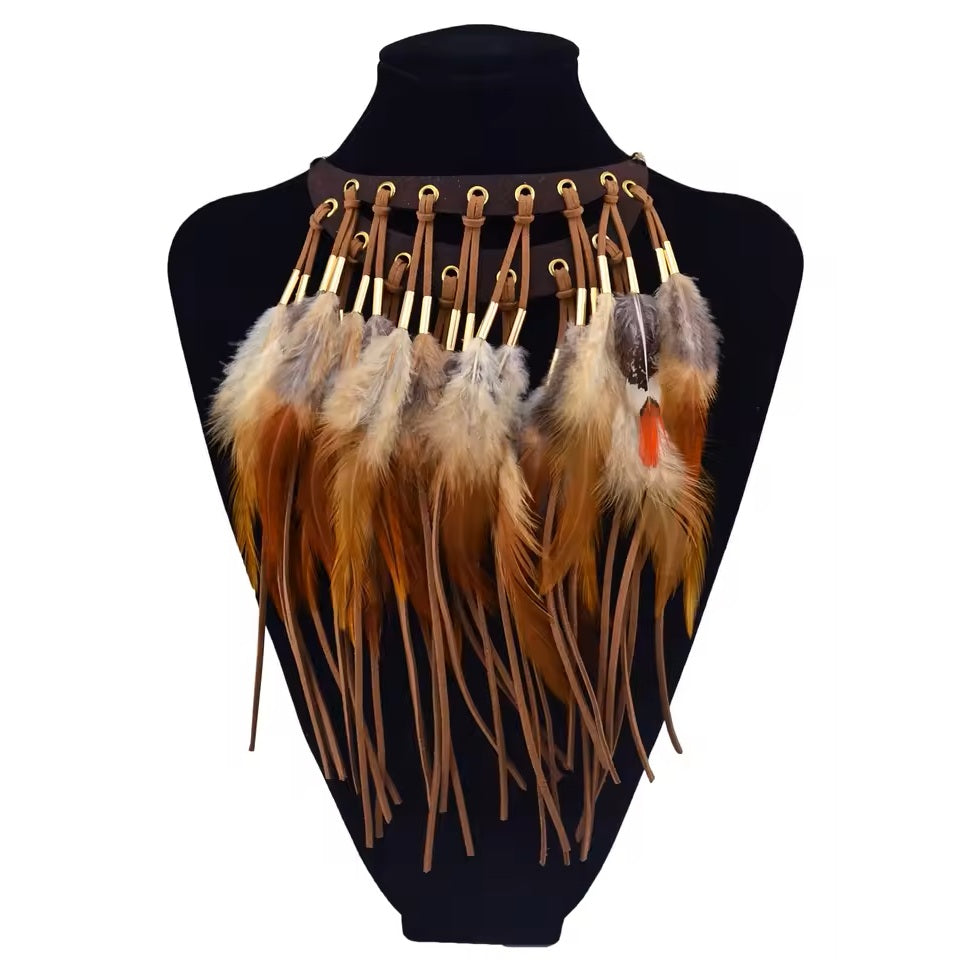 Ethnische Halskette Anhänger Halsband Feder 