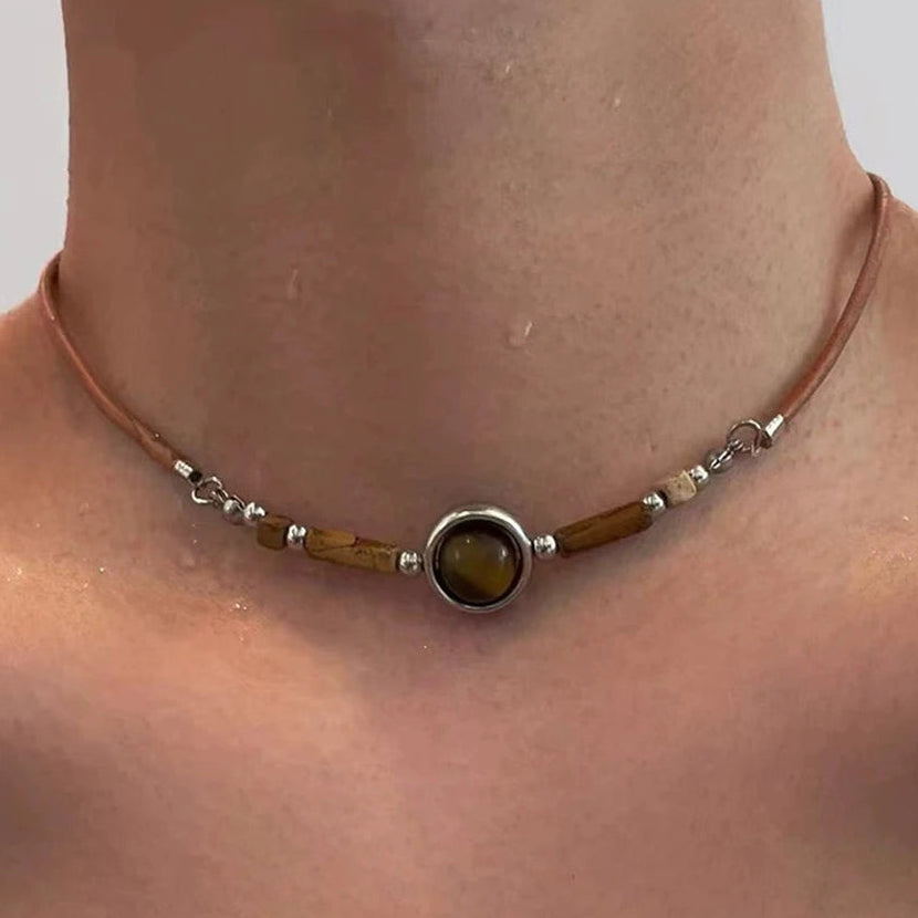 Halskette Choker Anhänger Tigerauge