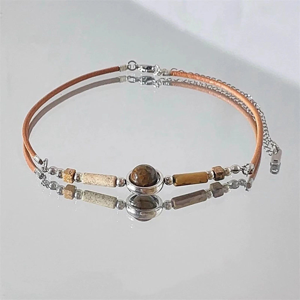 Halskette Choker Anhänger Tigerauge
