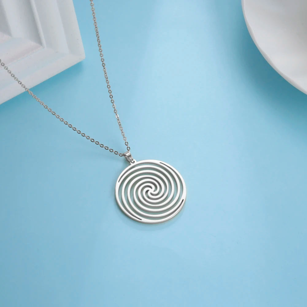 Halskette & Anhänger Geometrische Spirale Silber