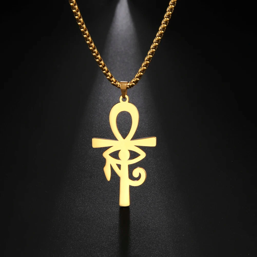 Halskette Anhänger Ägyptischer Stil Ankh Kreuz Gold