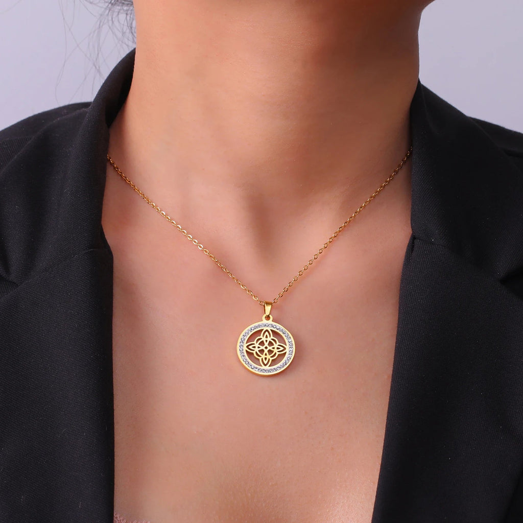Wicca-Kettenanhänger Hexenknoten Schutzamulett für Frauen Gold