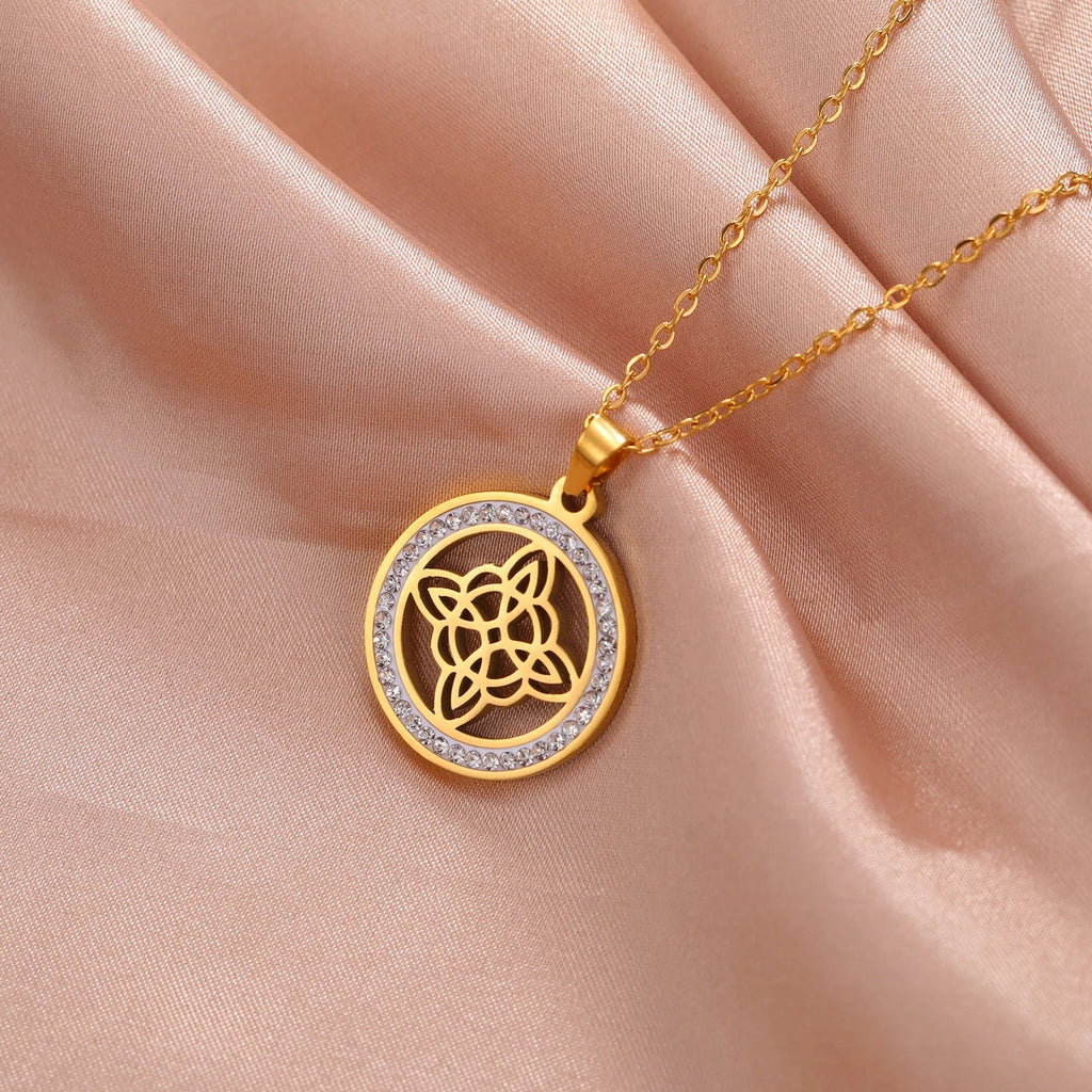 Wicca-Kettenanhänger Hexenknoten Schutzamulett für Frauen Gold