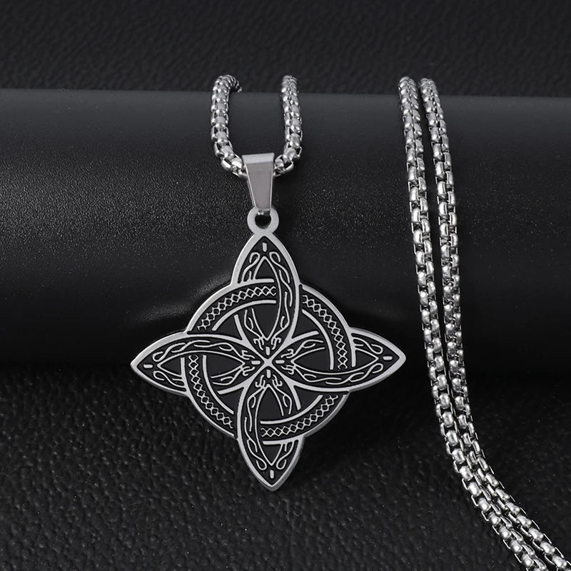 Wiccan Anhänger Kette Hexenknoten Schutz silber
