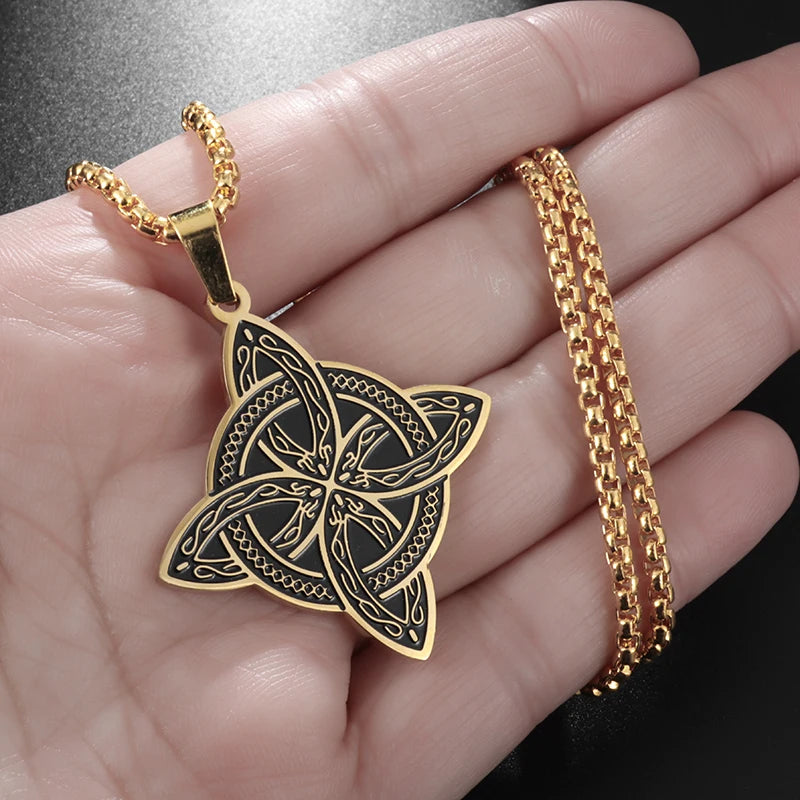 Wiccan Anhänger Kette Hexenknoten Schutz gold