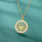 Zen Damen Halskette Anhänger Lotusblume gold