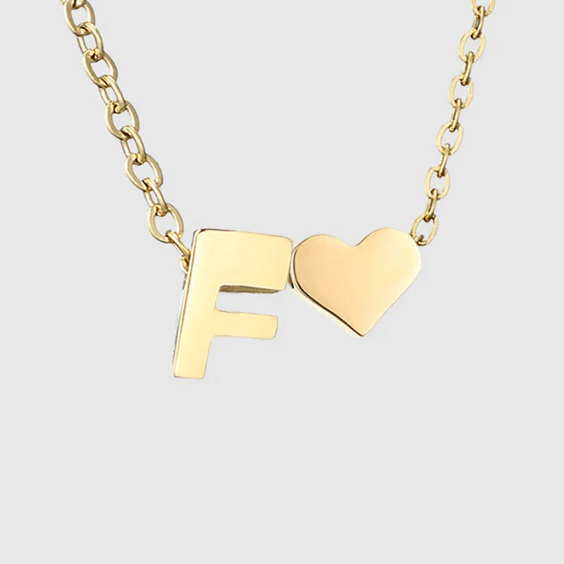 Halskette für Damen mit Herzanhänger und Initiale - Buchstabe 