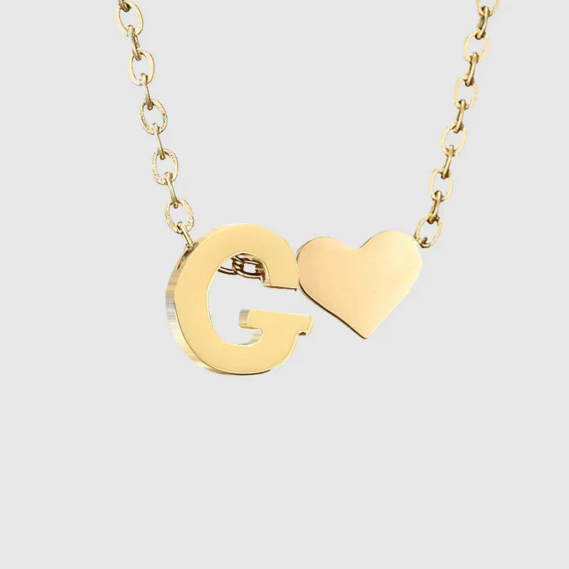 Halskette für Damen mit Herzanhänger und Initiale - Buchstabe 