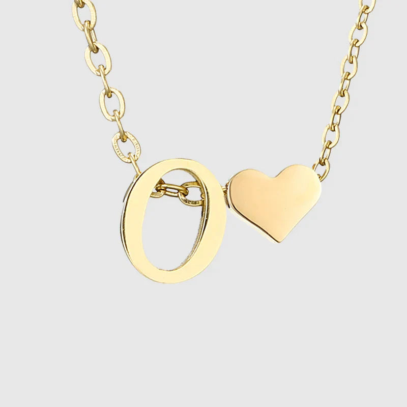 Halskette für Damen mit Herzanhänger und Initiale - Buchstabe 