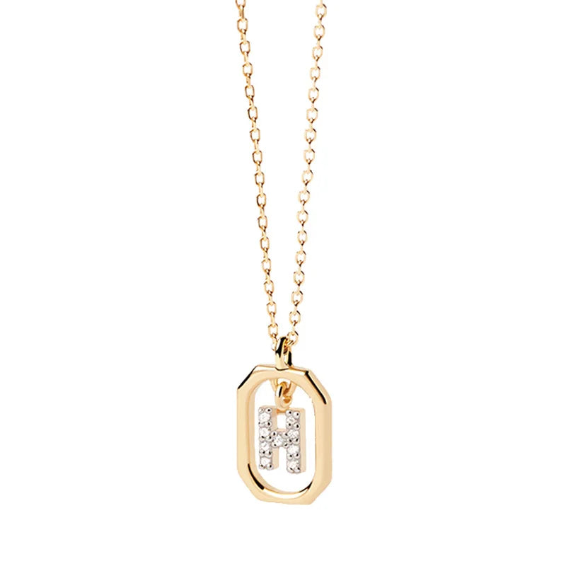 Damen-Halskette mit hexagonalem Initialen-Anhänger h