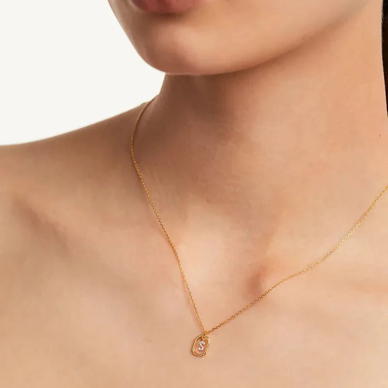 Damen-Halskette mit hexagonalem Initialen-Anhänger 