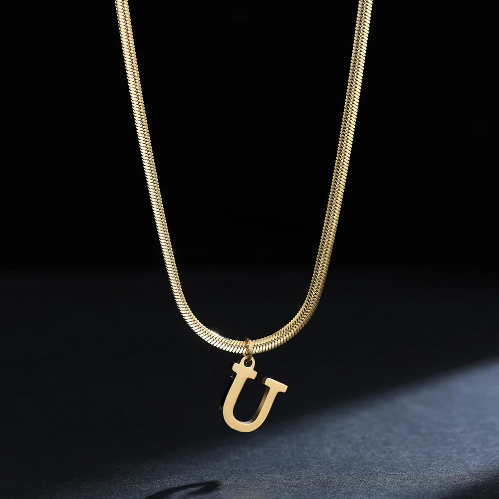 Damen-Choker-Halskette mit Initialen-Anhänger u