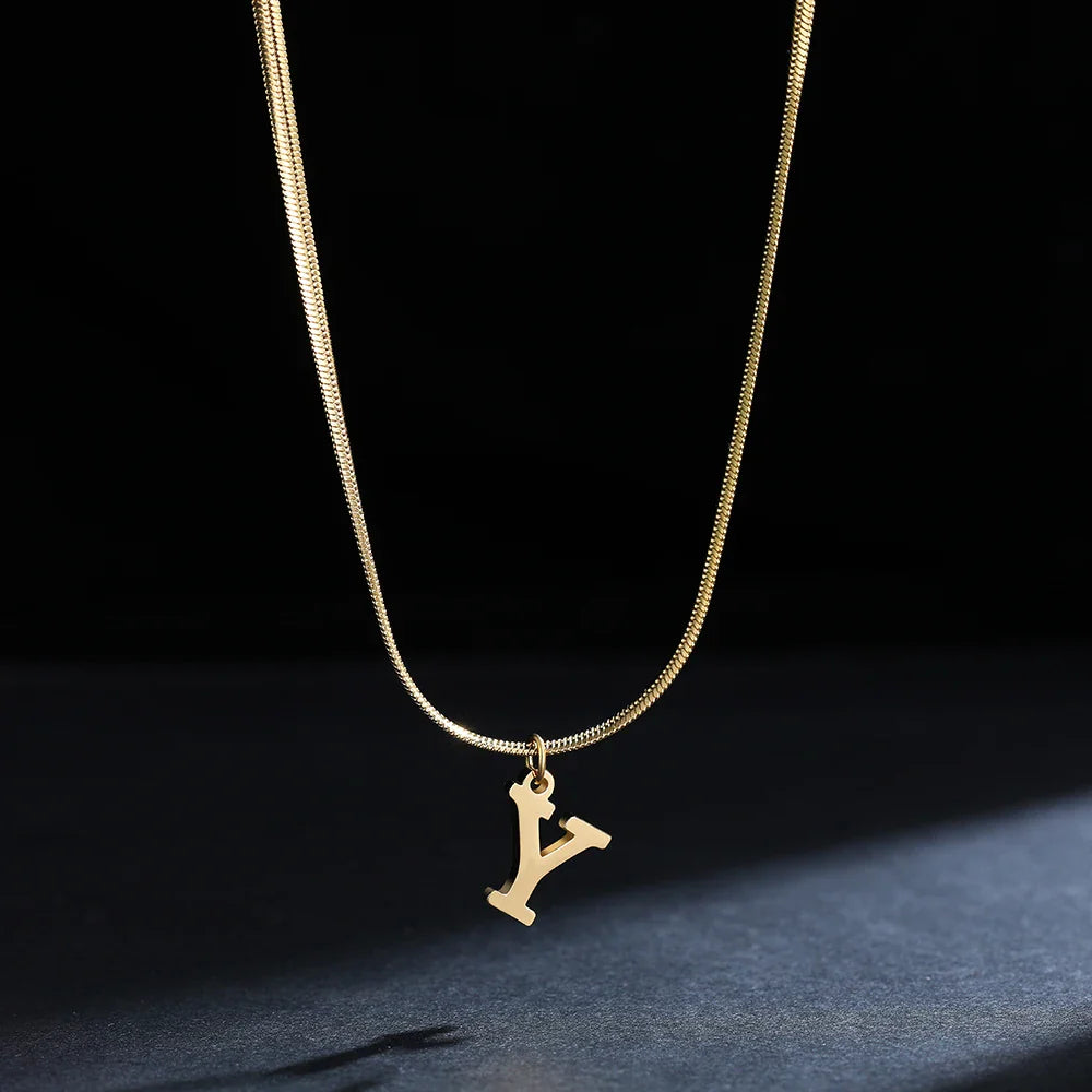 Damen-Choker-Halskette mit Initialen-Anhänger y