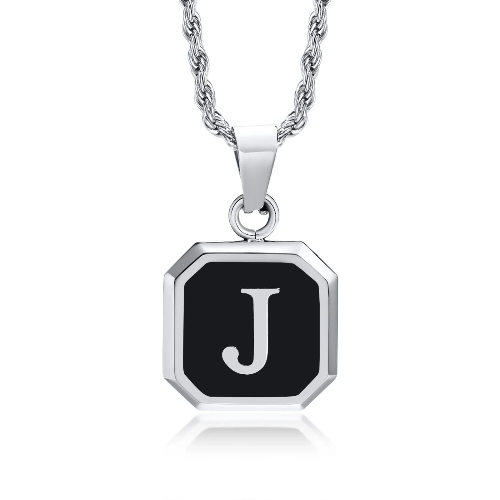 Herren-Halskette mit hexagonalem Initial-Anhänger j