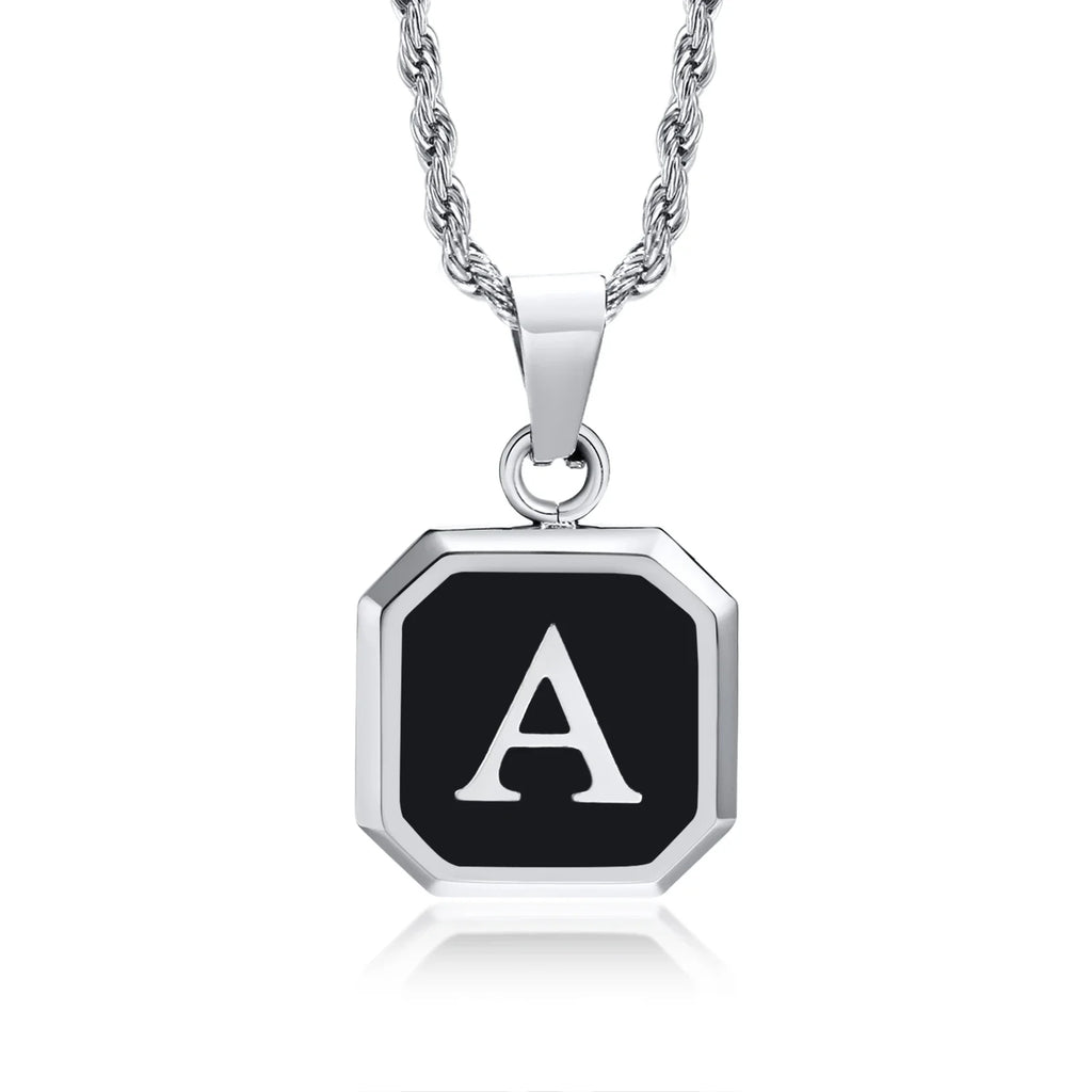 Herren-Halskette mit hexagonalem Initial-Anhänger a