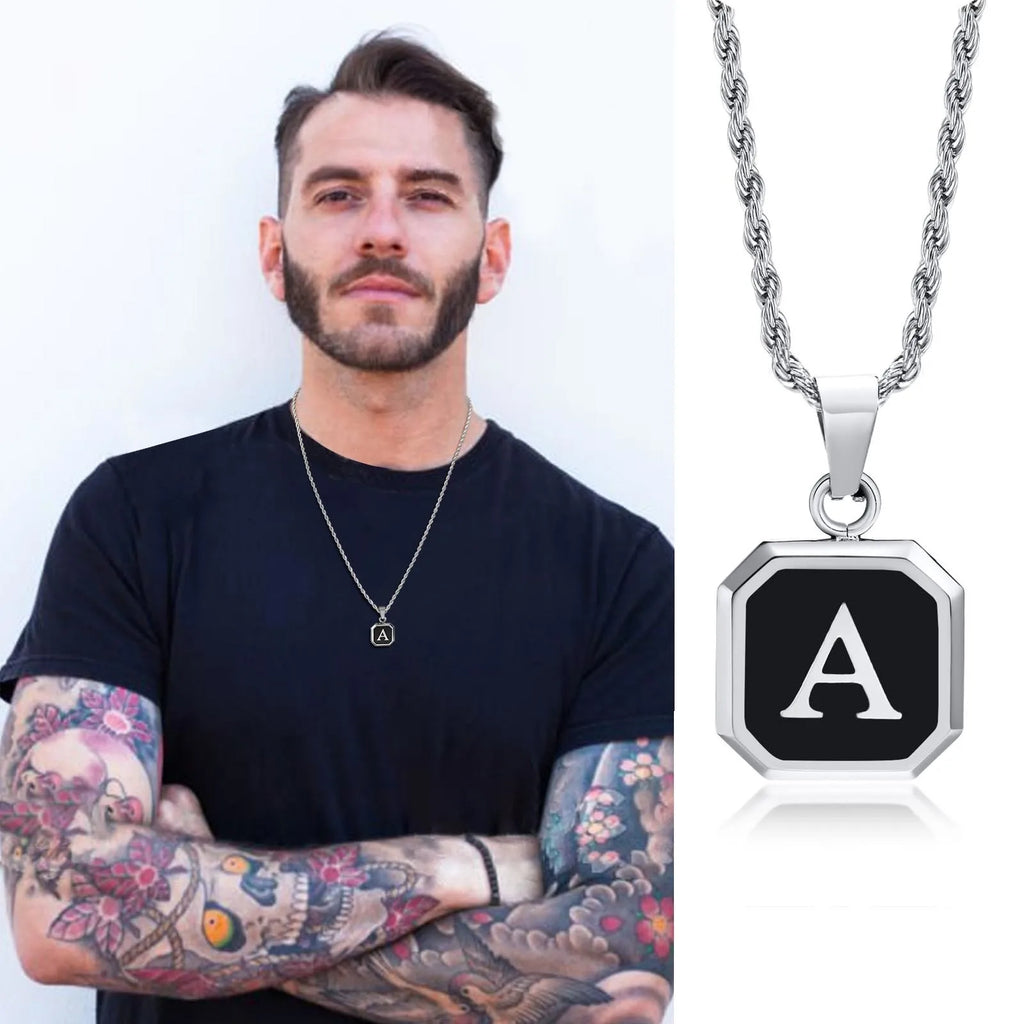 Herren-Halskette mit hexagonalem Initial-Anhänger