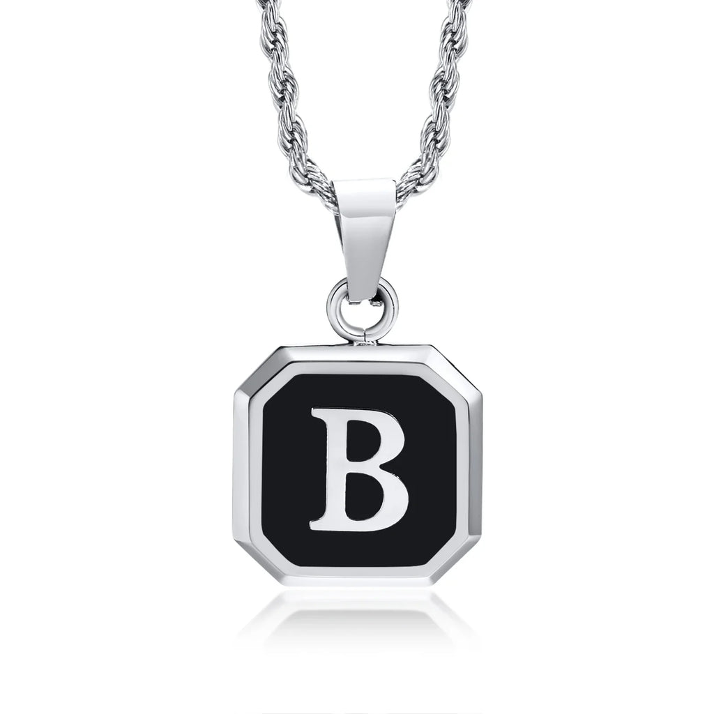 Herren-Halskette mit hexagonalem Initial-Anhänger b