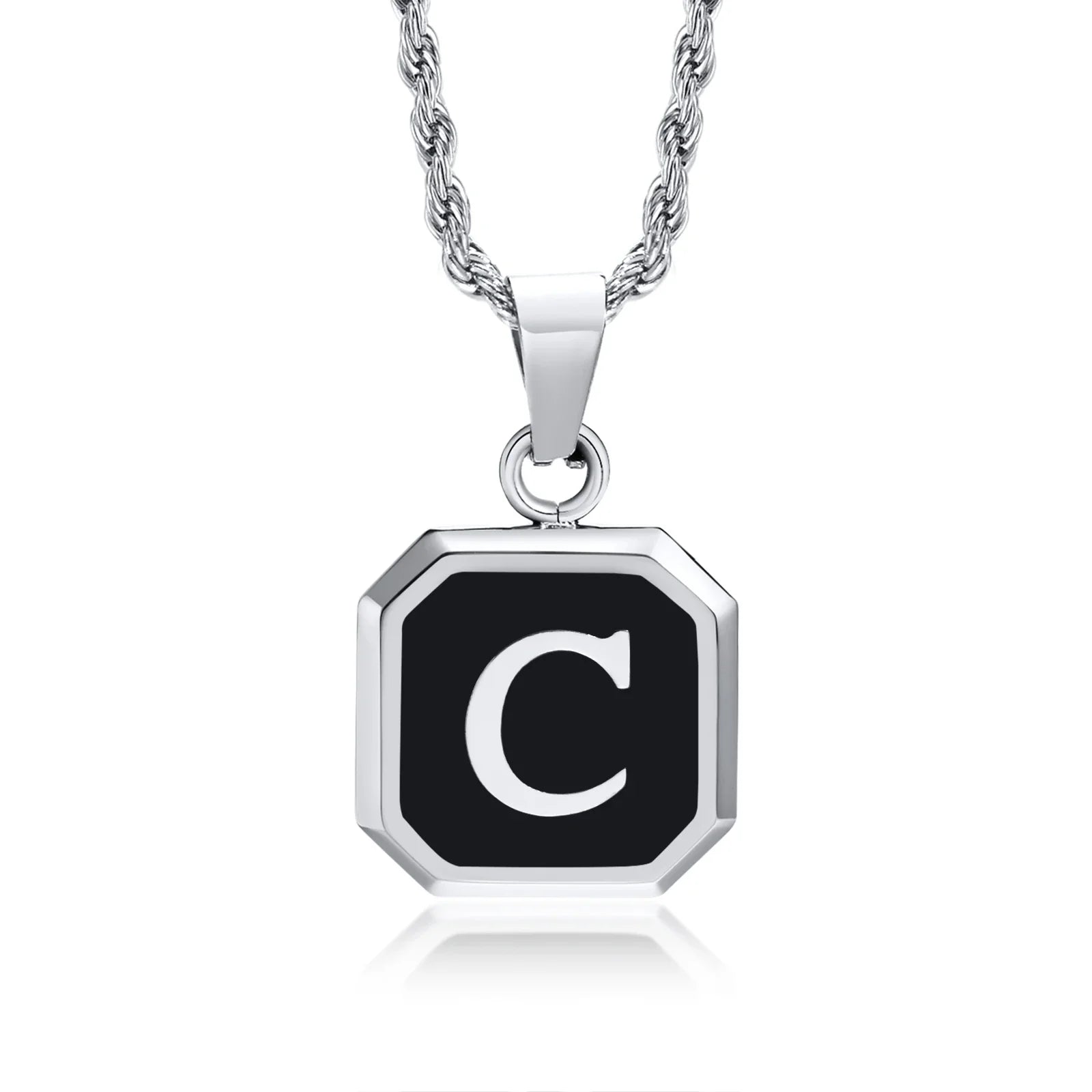 Herren-Halskette mit hexagonalem Initial-Anhänger c