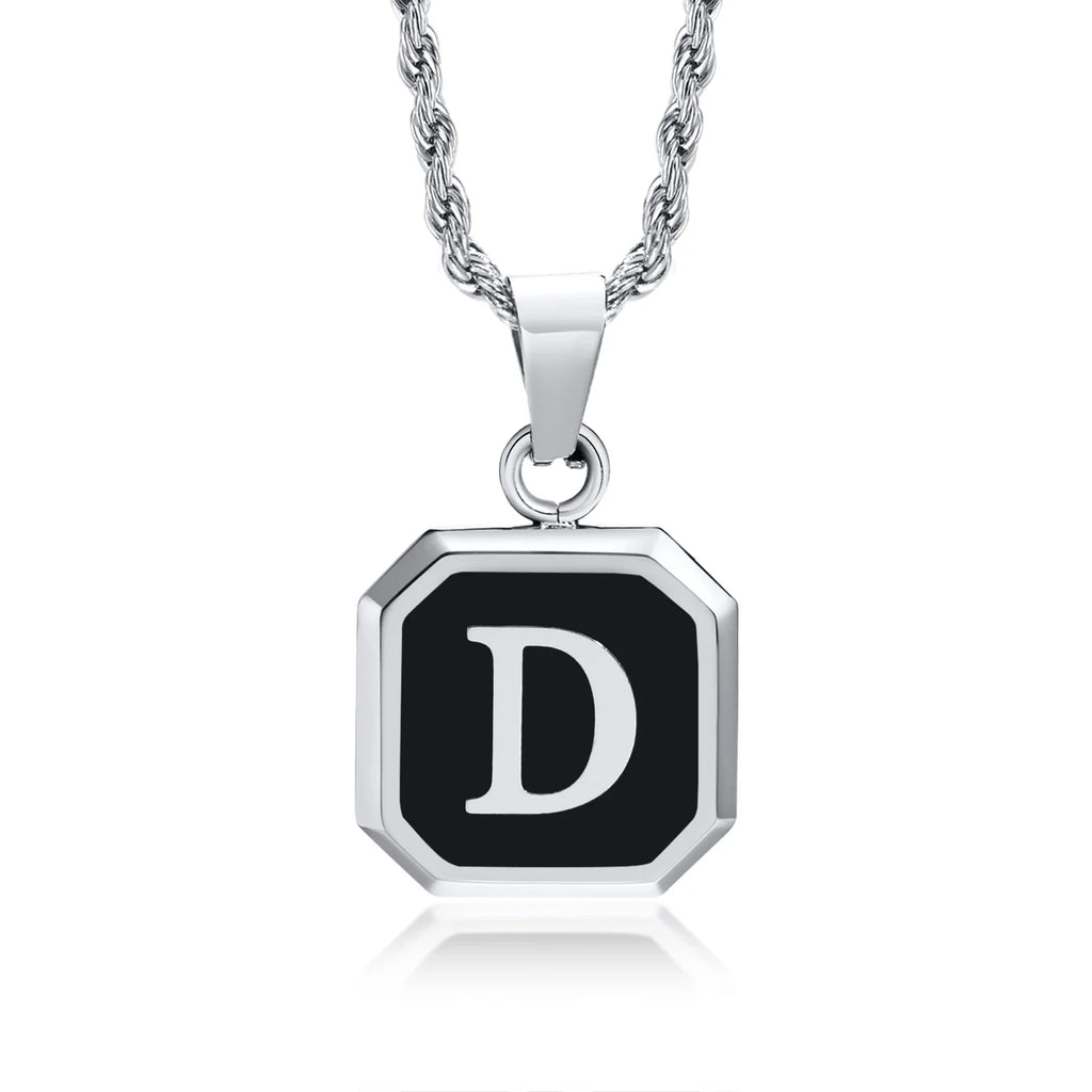 Herren-Halskette mit hexagonalem Initial-Anhänger d