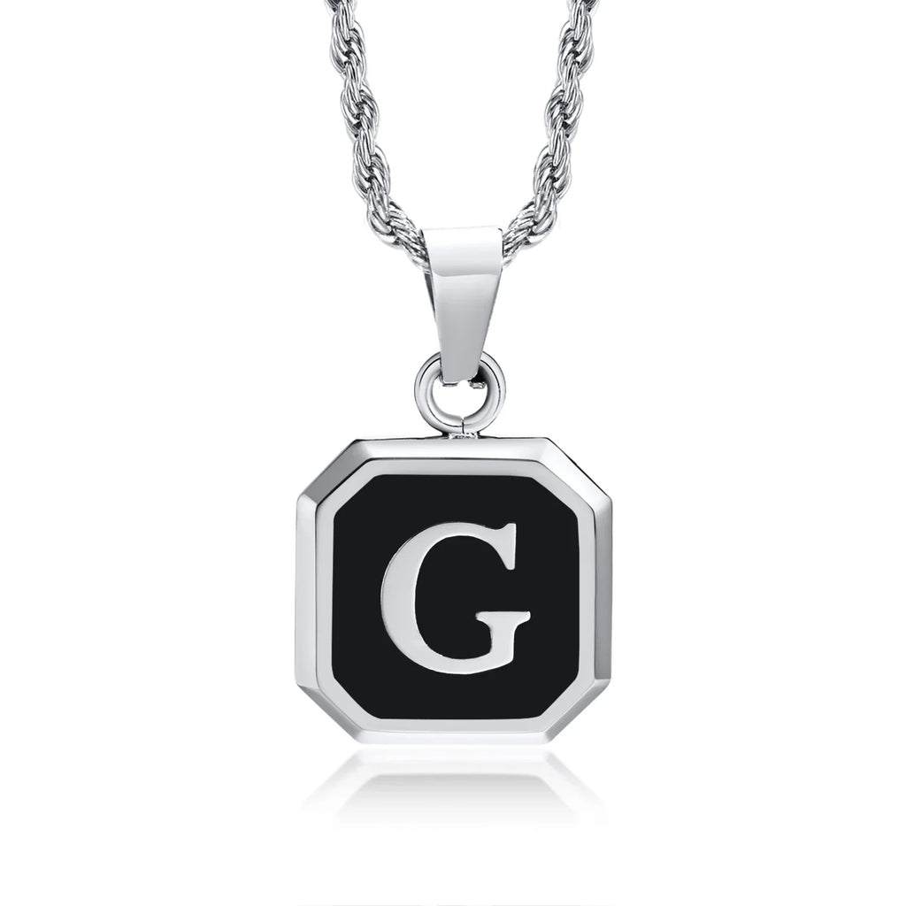 Herren-Halskette mit hexagonalem Initial-Anhänger g