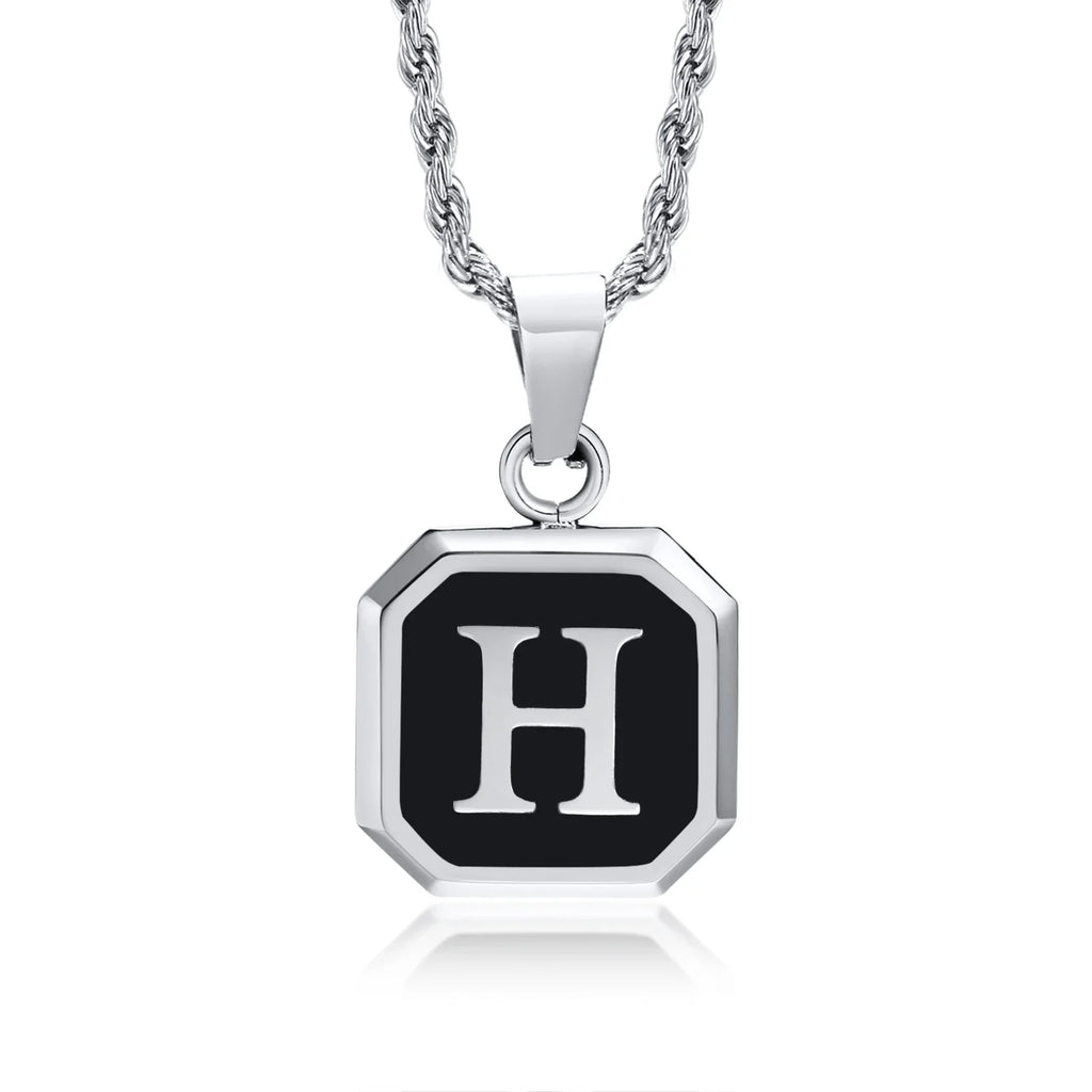 Herren-Halskette mit hexagonalem Initial-Anhänger h