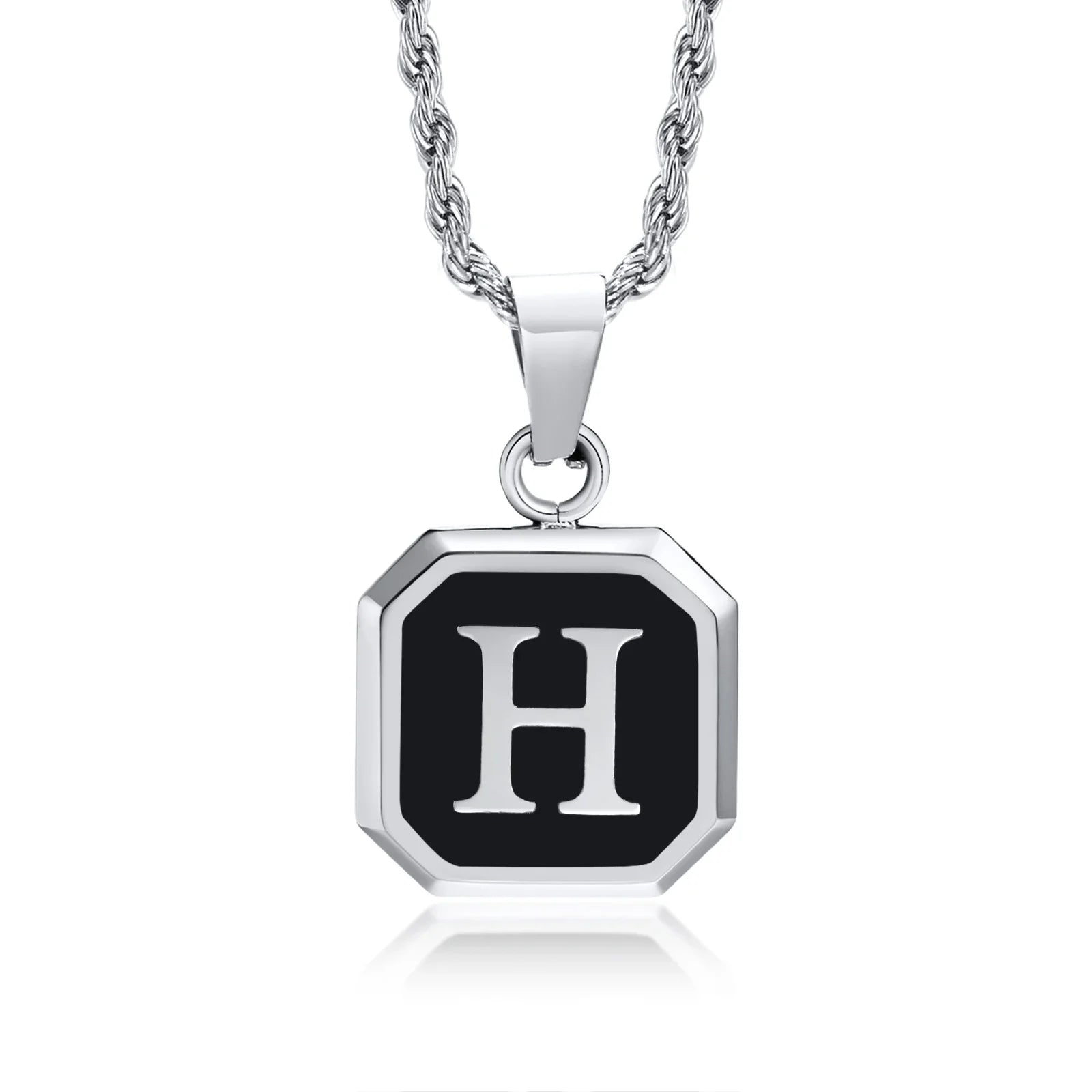 Herren-Halskette mit hexagonalem Initial-Anhänger h